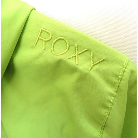 ROXY Hooded Windbreaker Raincoat Lined Light Jacket Women Sz XL Green/Black - Picture 9 of 11